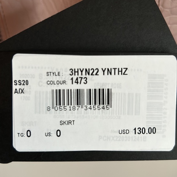 New Armani Exchange Mauve Pink Vegan Snakeskin Embossed Leather Zip Mini Skirt - Picture 6 of 10